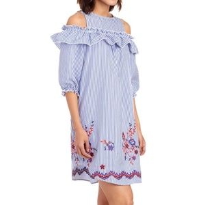 NWT V BY VIOLET WEEKEND Striped Embroidered Dress